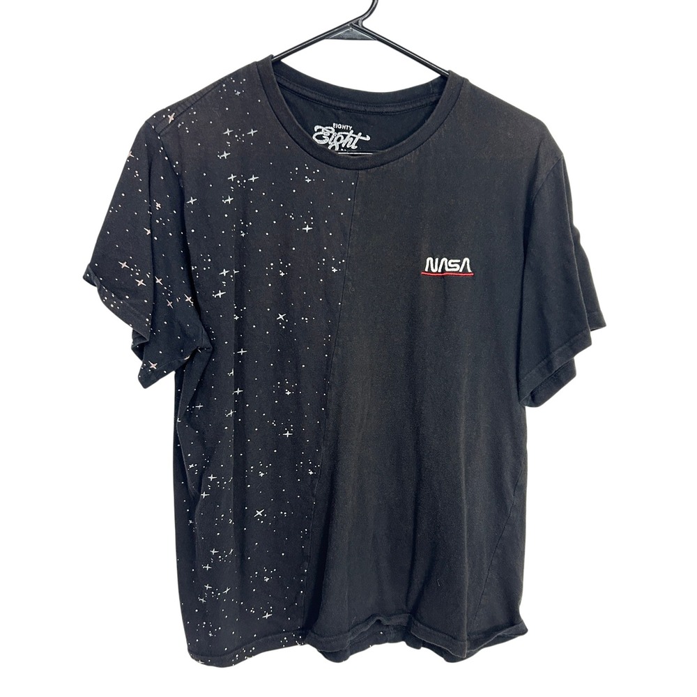 NASA Galaxy Graphic Tee XL Black Spacecore Streetwear Embroidered Logo Shirt